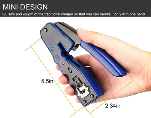 Miniatura 4 de Herramienta de crimpado RJ45 todo en uno, herramienta de crimpado Ethernet, cortador pelacables para pasar a través de conectores Cat5 Cat6