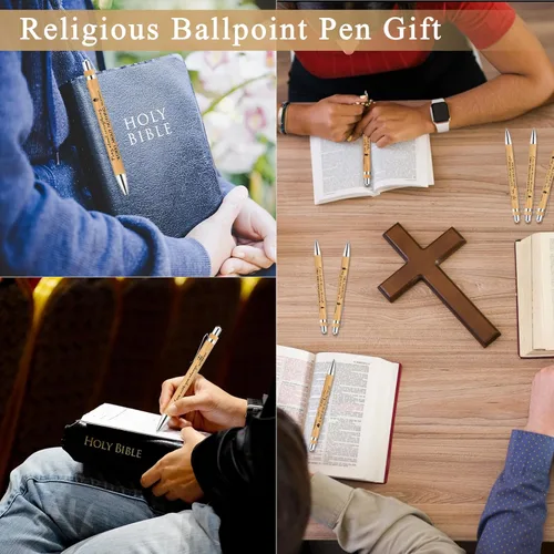 Miniatura 6 de Tenceur 50 juegos de regalos cristianos para el Día del Padre, bolígrafos de bambú con versículos bíblicos a granel y marcadores inspiradores