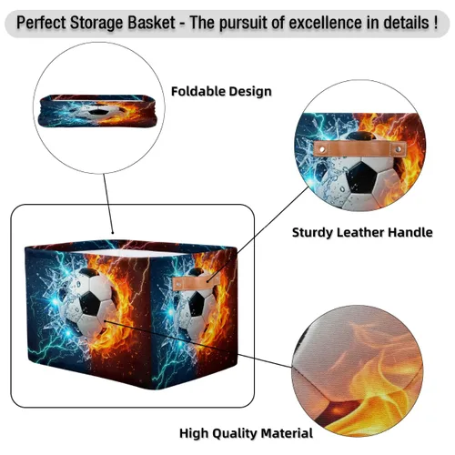 Miniatura 6 de AUUXVA SEULIFE - Cesta de almacenamiento plegable para fútbol y fútbol en agua de fuego, organizador grande plegable, cubos de almacenamiento, cajas