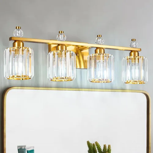 Miniatura 15 de Luces de Tocador de Baño de 3 Luces, Placado Negro, Modernas Luces de Tocador de Cristal para Baño, Luces de Tocador de Cristal para Usar Sobre