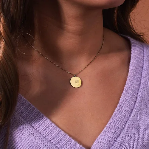 Miniatura 3 de FANCY SHINY Collar con colgante de acero inoxidable grabado para mujer regalo para ella