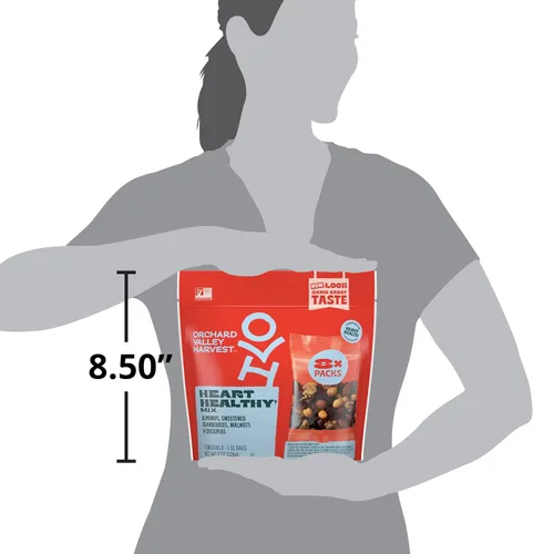 Miniatura 8 de Orchard Valley Harvest - Heart Healthy Blend, bolsas de 1 onza (paquete de 8), almendras, arándanos, nueces y garbanzos, sin gluten, sin OMG, sin