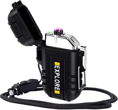 Miniatura 15 de LcFun Encendedor eléctrico recargable USB C, encendedores de plasma impermeables con pantalla LED de batería, encendedores de arco largo resistente