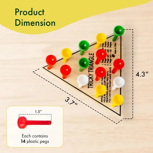 Miniatura 3 de Paquete de 3 – Juego de mesa con clavija triangular de madera – Mini juego de viaje retro