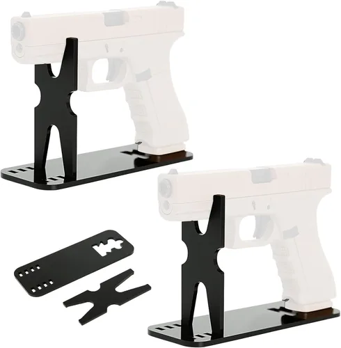OCQOTAT Estante de Exhibición de Pistola de Acrílico - Soporte de Pistola Ajustable, Soporte de Pistola Transparente Negro para Pistola de Mano,