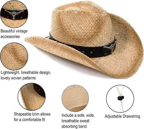 Miniatura 11 de Sombrero vaquero de paja con banda decorada, para disfraces de niños, de Simplicity