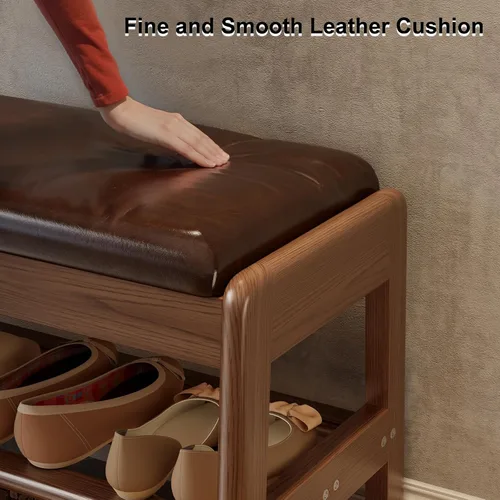 Miniatura 4 de AQIMUELE Banco pequeño para zapatos, banco de zapatos de 2 niveles con almacenamiento con tapa abatible, zapatero de madera para entrada, pasillo