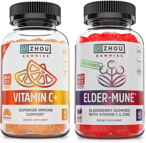 Miniatura 8 de Zhou Gomitas de vitamina C + - Gomitas de vitamina C para adultos y niños, 270 mg por gomita con bioflavinoides y acerola para apoyo inmunológico