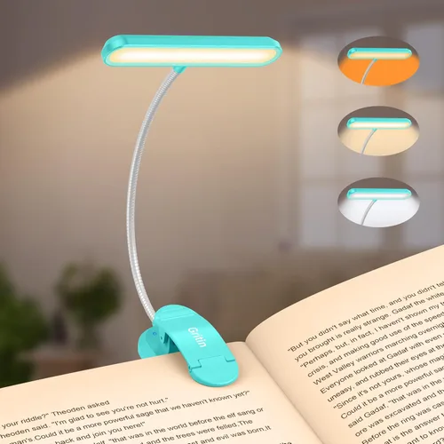 Miniatura 17 de Gritin Luz de Libro Recargable para Leer en la Cama con 19 LED y Función de Memoria - Cuidado de los Ojos, 3 Temperaturas de Color, 5 Niveles
