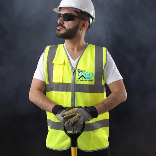 Miniatura 3 de Kolossus Chaleco de seguridad personalizado, reflectante de alta visibilidad, personaliza tu logotipo, amarillo, naranja, ropa de trabajo