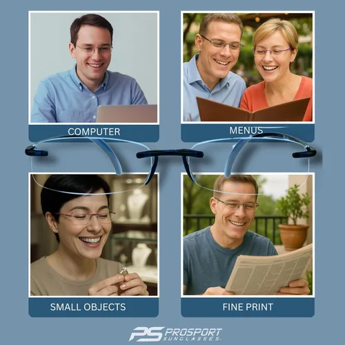 Miniatura 8 de proSPORT Lentes de lectura sin montura para lector de lentes completos, ultra ligeros, flexibles, para hombres y mujeres