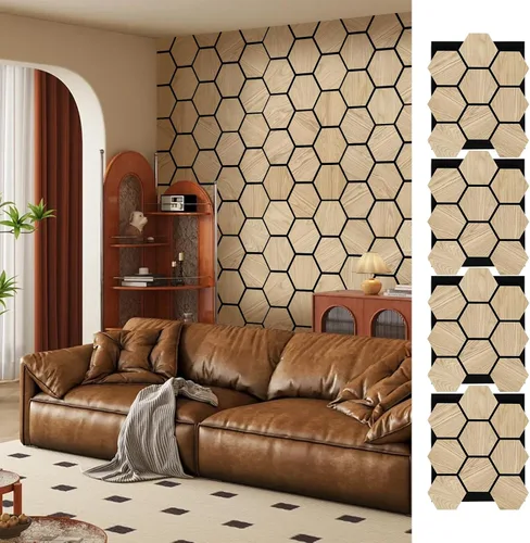 Miniatura 18 de Panel de Pared de Listones de Madera - 4 PCS Paneles de Madera de Nogal para Pared, Paneles de Pared de Listones de Madera Acústica de Chapa de Nuez