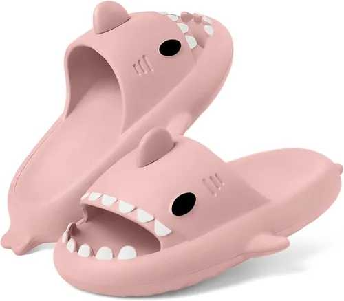 Sandalias de tiburón para niños y niñas, pantuflas de ducha con forma de nube, bonitas sandalias de punta abierta con dibujos animados, suela