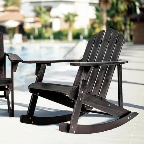 Miniatura 8 de JONATHAN Y Kiawah PAT1000D - Silla mecedora Adirondack de madera de acacia, resistente a la intemperie, para patio, terraza, jardín y hoguera, Negro
