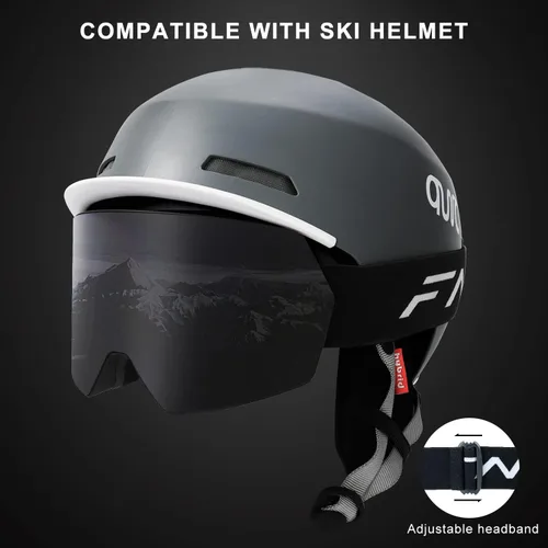 Miniatura 6 de FMY - Gafas de esquí para hombres, mujeres y jóvenes - Gafas de snowboard y esquí con protección antivaho UV400 para adultos Marco oscuro y negro