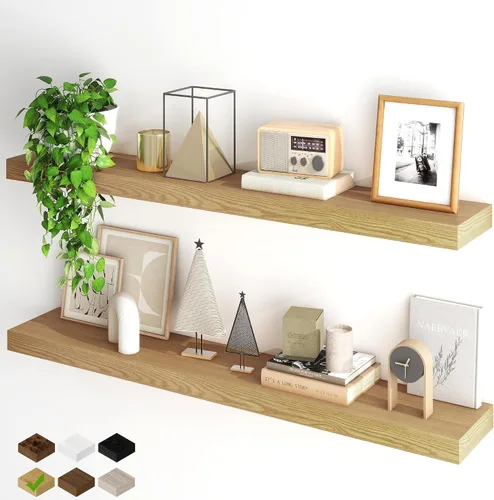 Miniatura 64 de Fun Memories Estantes flotantes para pared, estantes flotantes de 48 pulgadas de largo, juego de 1, estante colgante con soportes invisibles