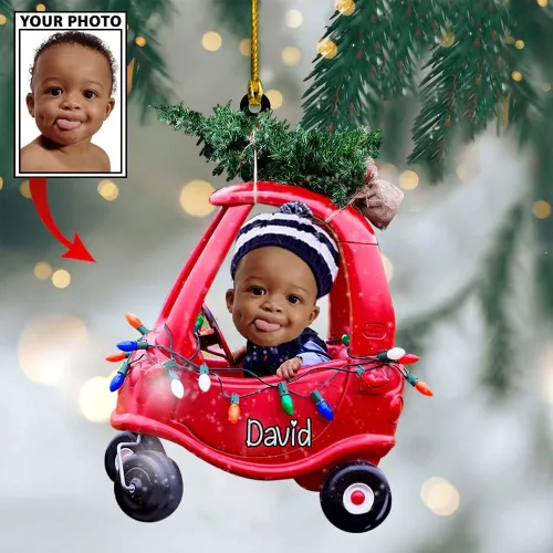 Miniatura 4 de IZI POD Foto personalizada con nombre de adorno de bebé, adorno personalizado de automóvil de Navidad para decoración de árbol de Navidad, regalo