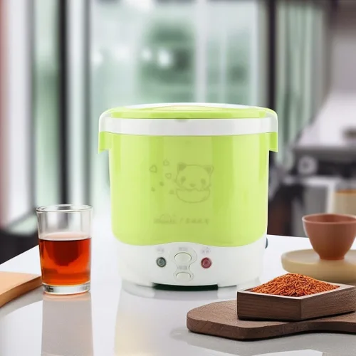 Miniatura 5 de Fdit Olla arrocera, 12 V, 100 W, 1 L, portátil, multifuncional, verde, material de polipropileno de grado alimenticio, para automóvil y hogar