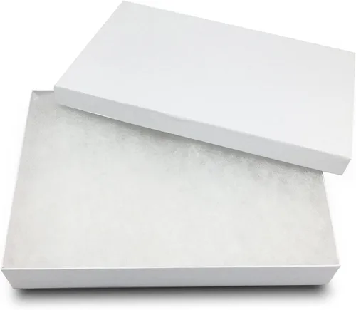 Miniatura 21 de TheDisplayGuys - Paquete de 100 cajas de cartón rellenas de algodón #11 para joyería, diseño de remolino blanco (2.1 x 1.8 x 0.8 pulgadas)