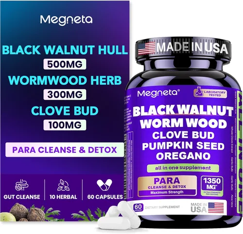 Limpieza de clavo de nogal negro de ajenjo para humanos, limpieza intestinal y desintoxicación intestinal con semillas de calabaza y orégano,
