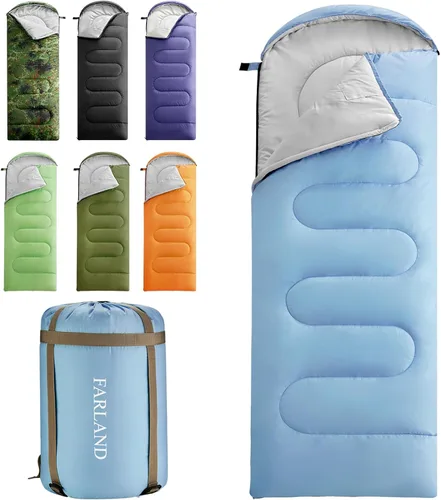 Miniatura 12 de FARLAND Sacos de dormir de 30 ℉ para adultos, adolescentes y niños con saco de compresión portátil y ligero para campamento de 3 a 4 estaciones