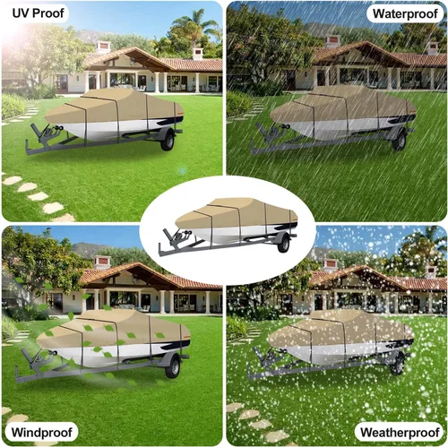 Miniatura 7 de OutdoorLines - Fundas impermeables para barco de 14-16 pies de largo - Cobertura resistente para barco remolcable de alta resistencia UV