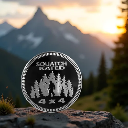 Miniatura 2 de Squatch Badge Emblema de Coche Clasificado, Insignia de Metal Automotriz Bigfoot 4 x 4, Emblemas de Insignias de Coche de Metal 3D, Emblema Redondo