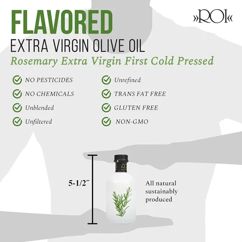 Miniatura 3 de ROI Aceite de oliva con infusión de romero – Aceite de oliva de hierbas 100% naturalmente infundido – Aceite de oliva gourmet italiano, extra virgen
