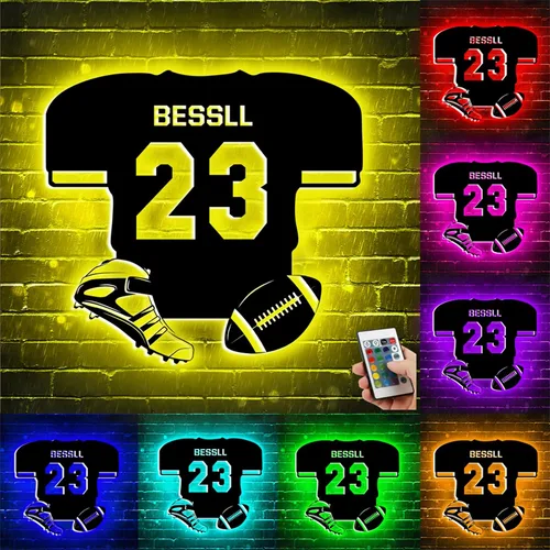 Miniatura 19 de Letrero de metal de béisbol personalizado con luz LED, nombre de camiseta de béisbol personalizable, número, decoración de pared, regalo para casco