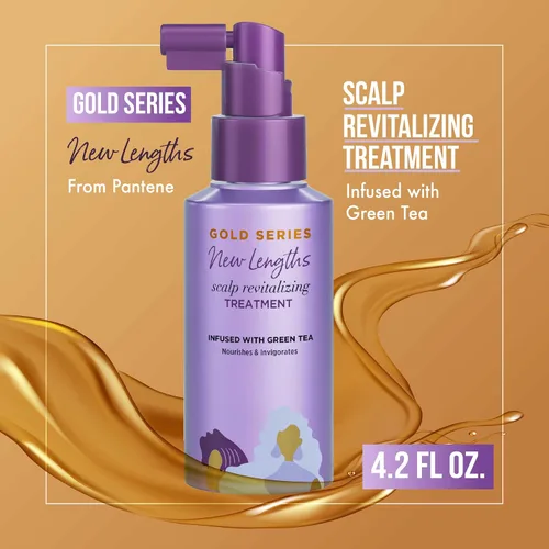 Miniatura 2 de Pantene Gold Series New Lengths - Tratamiento revitalizante para el cuero cabelludo, 4.2 onzas líquidas con infusión de té verde, hidrata, fortalece
