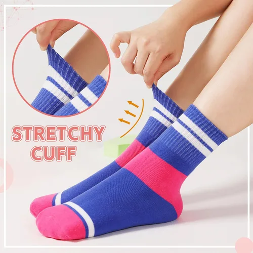 Miniatura 3 de WEVIAS Calcetines deportivos de algodón para niños y niñas, suaves, transpirables, 6 pares