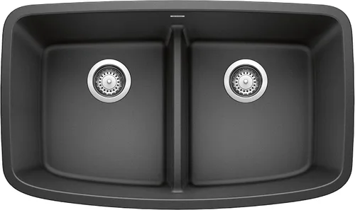 Miniatura 9 de BLANCO, Truffle 442197 VALEA SILGRANIT 50/50 - Fregadero de cocina con doble tazón y división baja, 32 x 19 pulgadas Trufa