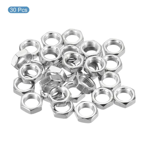 Miniatura 3 de PATIKIL Tuercas hexagonales de acero M10 x 1.0, paquete de 30 tuercas metálicas chapadas en zinc, tornillos de tuerca de 0.197 in de altura