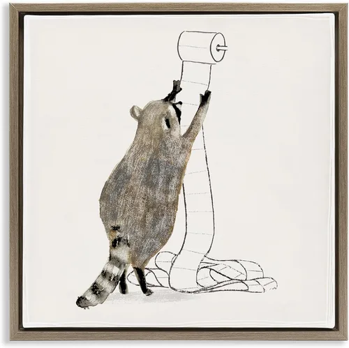 Miniatura 15 de Stupell Industries Papel higiénico de mapache acaparador de animales del bosque, diseño de Victoria Barnes, arte de pared enmarcado negro, 12 x 12