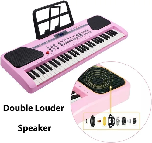 Miniatura 4 de iMeshbean Teclado de Piano de 61 Teclas, Teclado de Piano Eléctrico con Soporte para Principiantes, Teclado de Música Digital con Micrófono, Soporte