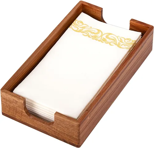 Miniatura 9 de Servilletero de cóctel de acacia para mesa, servilletero de madera, bandeja cuadrada plana para servilletas de bebidas, portaservilletas de cóctel