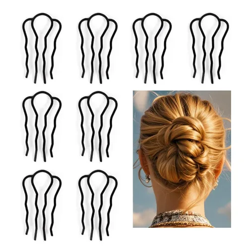 8 pinzas de metal para el cabello, peines laterales para el cabello, bollos updo en forma de U, accesorios de herramienta de peinado para mujeres y