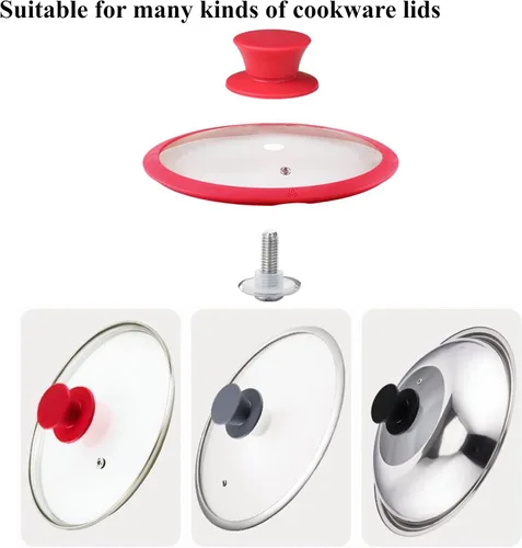 Miniatura 3 de 2 piezas universales de silicona para tapa de olla de repuesto para tapa de sartén (negro)