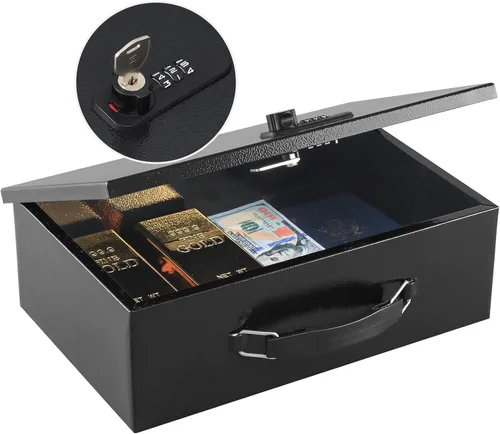 Miniatura 9 de KYODOLED Caja de documentos ignífuga con cerradura de llave, pequeñas cajas de seguridad para artículos personales, resistencia al fuego y al agua