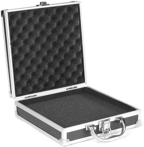 Miniatura 9 de Estuche de transporte de aluminio, mini maletín de espuma de aluminio, caja de herramientas portátil (7.087 * 4.331 * 2.165 in)