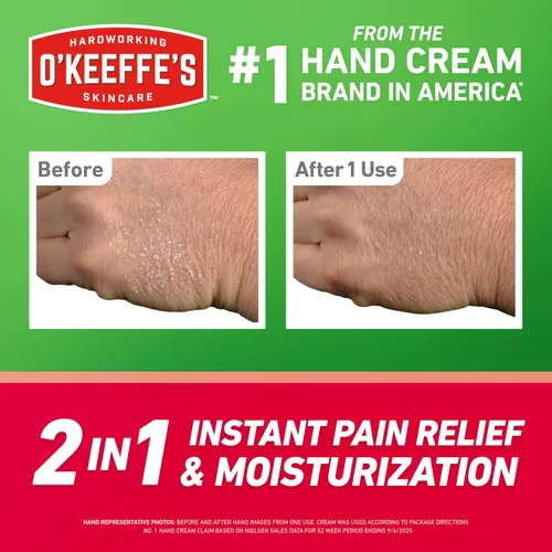 Miniatura 2 de O'Keeffe's Crema para Alivio del Dolor de Manos Trabajadoras Protector de Piel con 4% de Lidocaína y Aceite de Menta Refrescante para Alivio