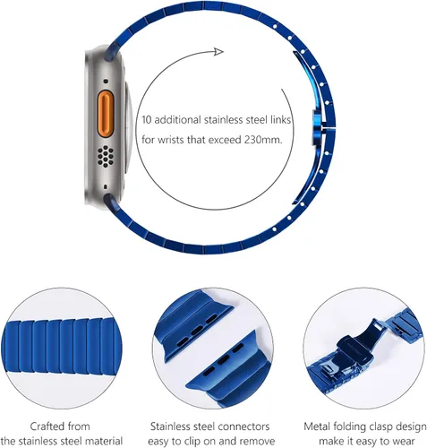 Miniatura 7 de NewWays - Pulsera de eslabones de titanio y acero inoxidable para Apple Watch Band Ultra 3 2 1 Band 49mm Series11 10 46mm 42mm 45mm 44mm 41mm 40mm