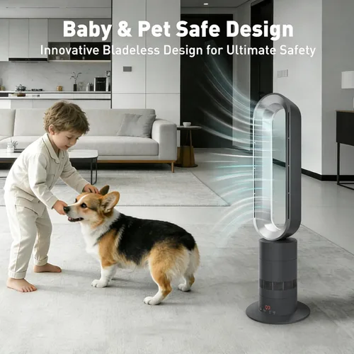 Miniatura 5 de Xcity TP18Pro Bladeless Tower Fan, 2-in-1 Heater & Cooling Fan, 10 Cooling + 3 Heating Levels, Remote Control, Ultra-Quiet for Bedroom & Home Office