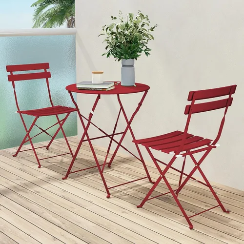 Miniatura 9 de Grand Patio Juego de Bistró de Patio con Marco Premium, Juegos de Muebles de Patio Plegables para Exteriores, Juego de Patio de 3 Piezas con Mesa