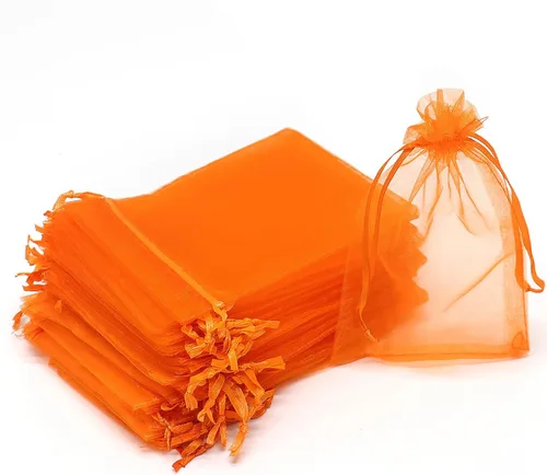 Miniatura 18 de Dealglad 100pcs Drawstring Organza bolsas de joyería caramelo para fiestas, casamientos, regalos Amarillo