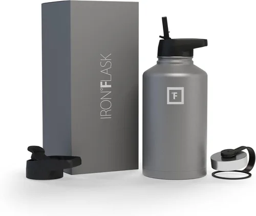 Miniatura 100 de IRON °FLASK Frasco de Hidratación para Acampar y Senderismo con Pajita, Botella de Agua Deportiva de Acero Inoxidable Aislada de Boca Ancha - 40 oz