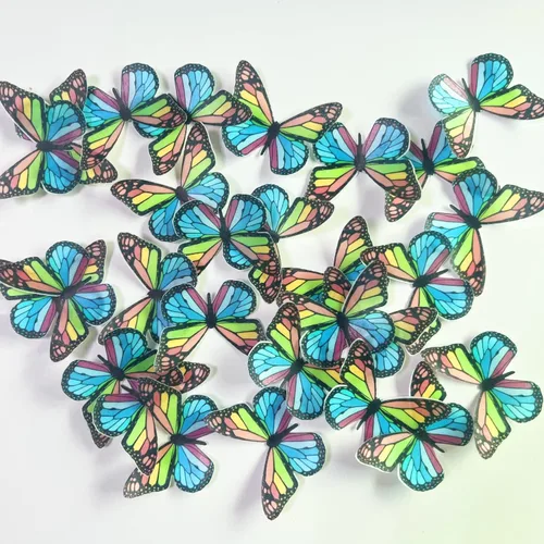 56 decoraciones comestibles de mariposa para cupcakes, diseño de arco iris, papel de oblea colorida, mariposas, ideal para decoración de bodas,