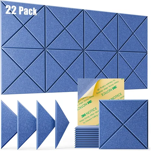 Miniatura 32 de Paquete de 22 paneles acústicos autoadhesivos, 12"X 12"X 0.4" paneles de espuma insonorizante, paneles de pared insonorizados de alta densidad