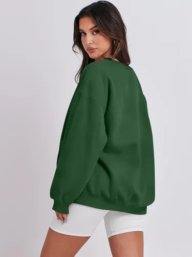 Miniatura 4 de ANRABESS Sudadera de gran tamaño para mujer, con cuello redondo, estilo Y2K, sudadera con capucha de forro polar, cómoda, camiseta informal, ropa