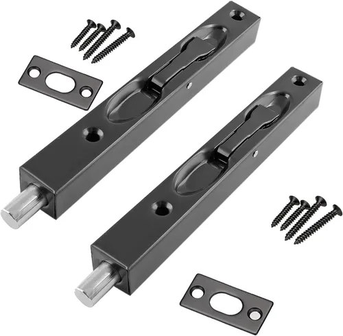Paquete de 2 pernos de seguridad de acero inoxidable 304 de 6 pulgadas para puerta, doble palanca de puerta, cerradura deslizante francesa, acabado